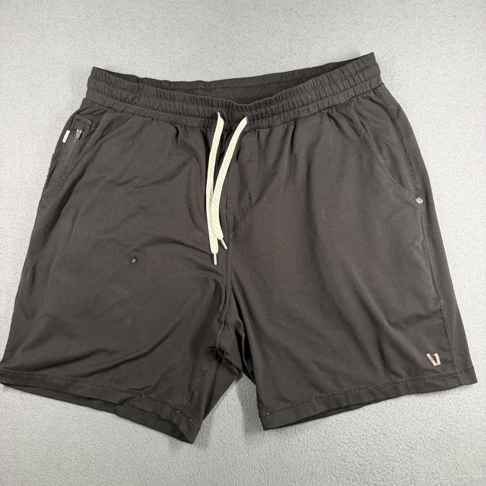 Vuori Athletic Shorts Mens 33 Black Elastic Waist Pockets 7 Inseam *FLAW